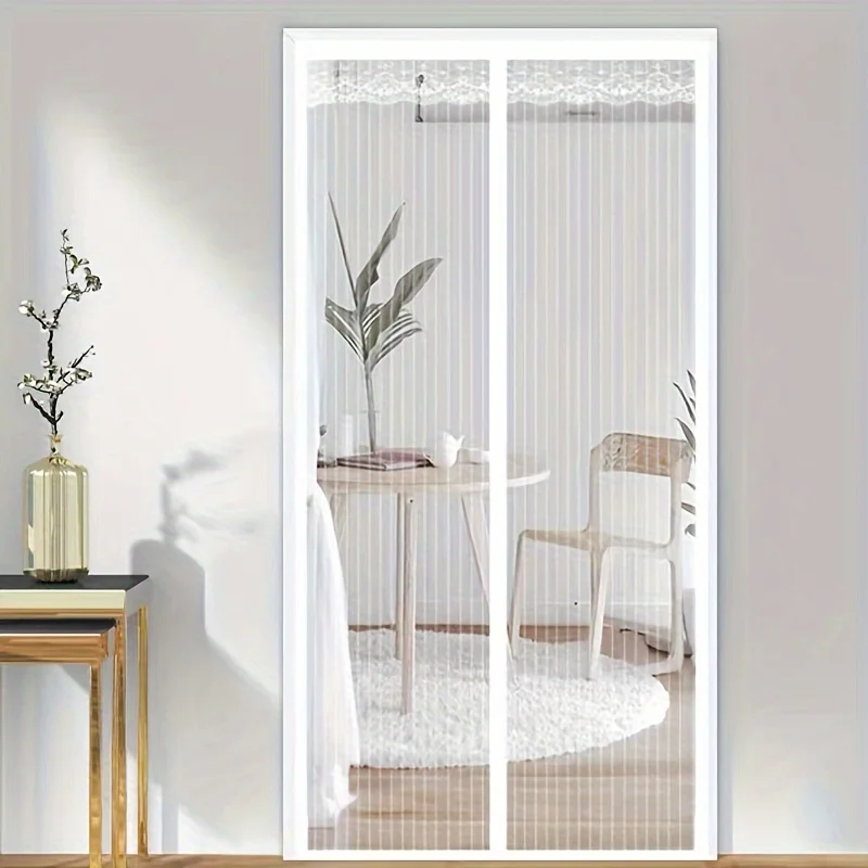 

Современная полосатая магнитная дверная занавеска - гибкая оптоволоконная сетка от насекомых с головной лентой, подходит для спальни