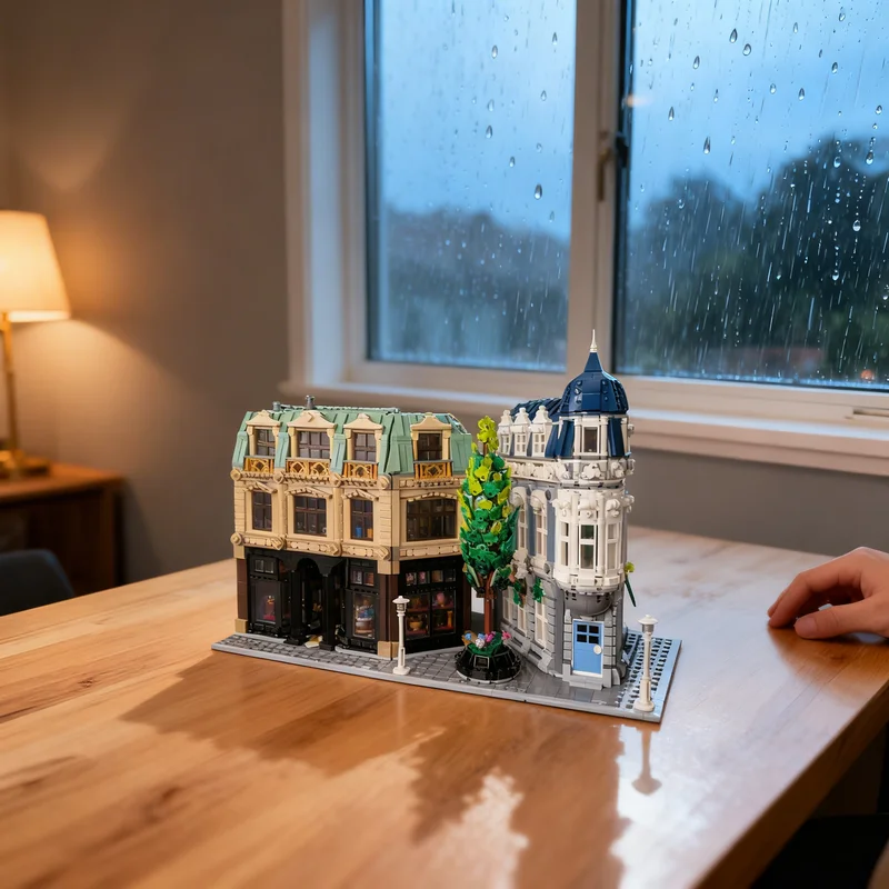 

10508 деталей MOC: Модульная модель уличной сцены старого квартала, строительные блоки, креативный подарок для самостоятельной сборки, декор для демонстрации, премиум-класс для взрослых