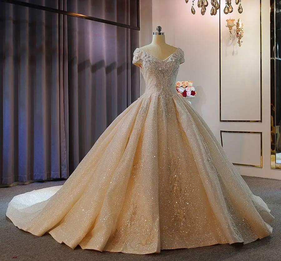 Precioso vestido de princesa, vestido de novia con lentejuelas, novedad de 2024