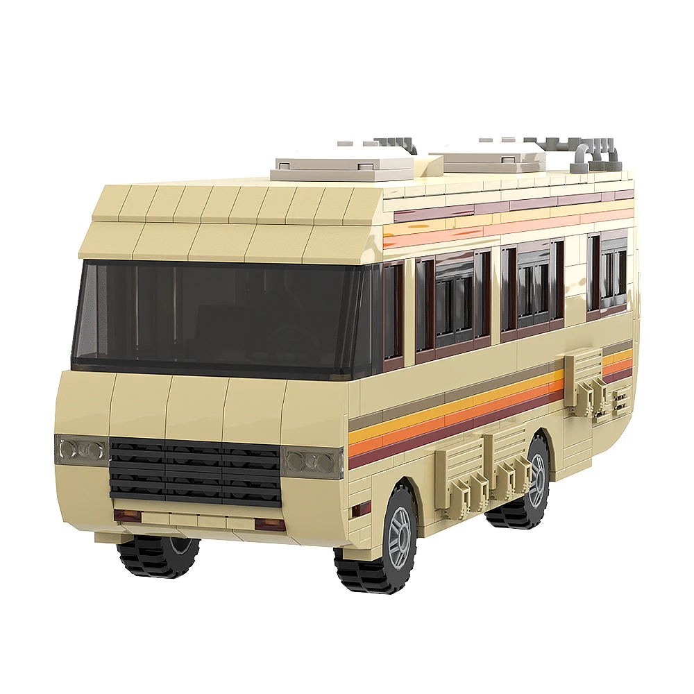 Gobricks MOC Classic Movie Breaking Bad Car Building Blocks Kit Walter White Pinkman Cooking Lab RV Vehicle Model Toys For Gifts