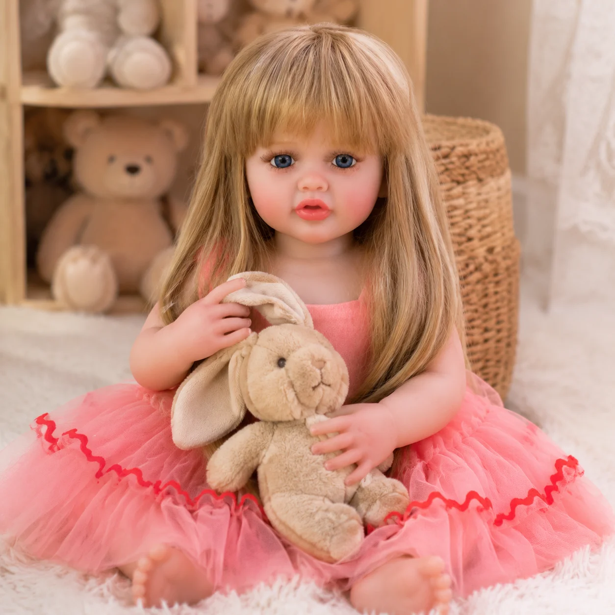 18 Inch Betty Vinyl Reborn Baby Doll Hand Rooted Hair Lifelike Hand Painted Realistic Collectible Art Doll Birthday Gift For Collectors