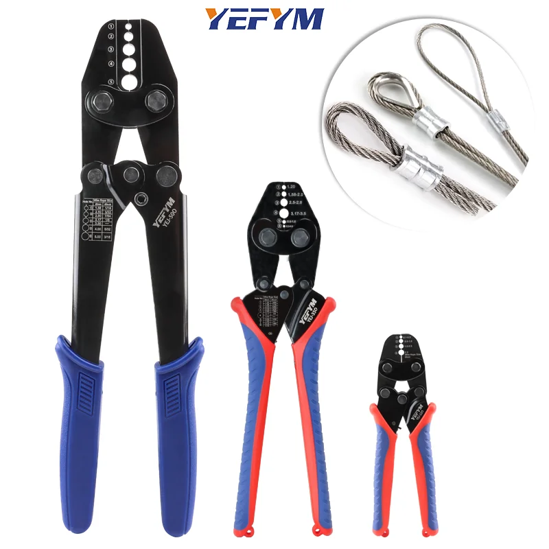 Wire Rope Crimping Tool For Aluminum Oval/Double Sleeves, Crimping Loop sleeve φ0.1-φ5mm Cable Crimper YEJ-22O/35O/50O Pliers