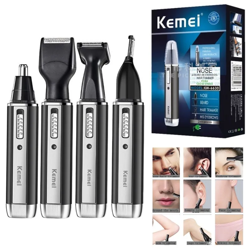 Keimei 4in1 epilator women&men electric eyebrow shaver facial body hair trimmer for nose ear bikini hair removal rechargeable