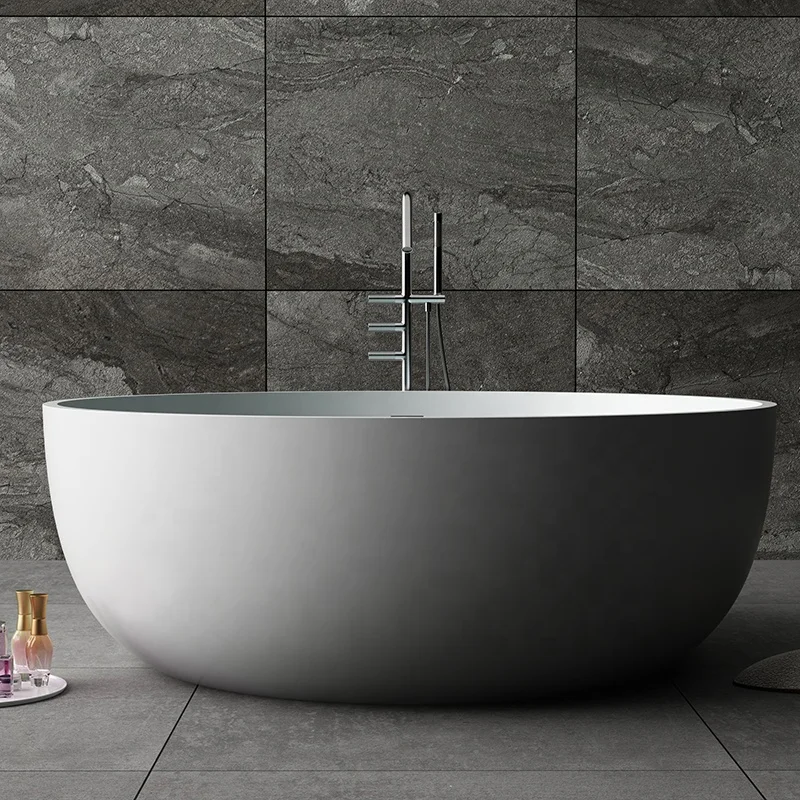 Round Shape Stone Tub / Solid Surface Artificial Stone Bathtub  Freestanding Bathroom Marble Resin Bath Tub