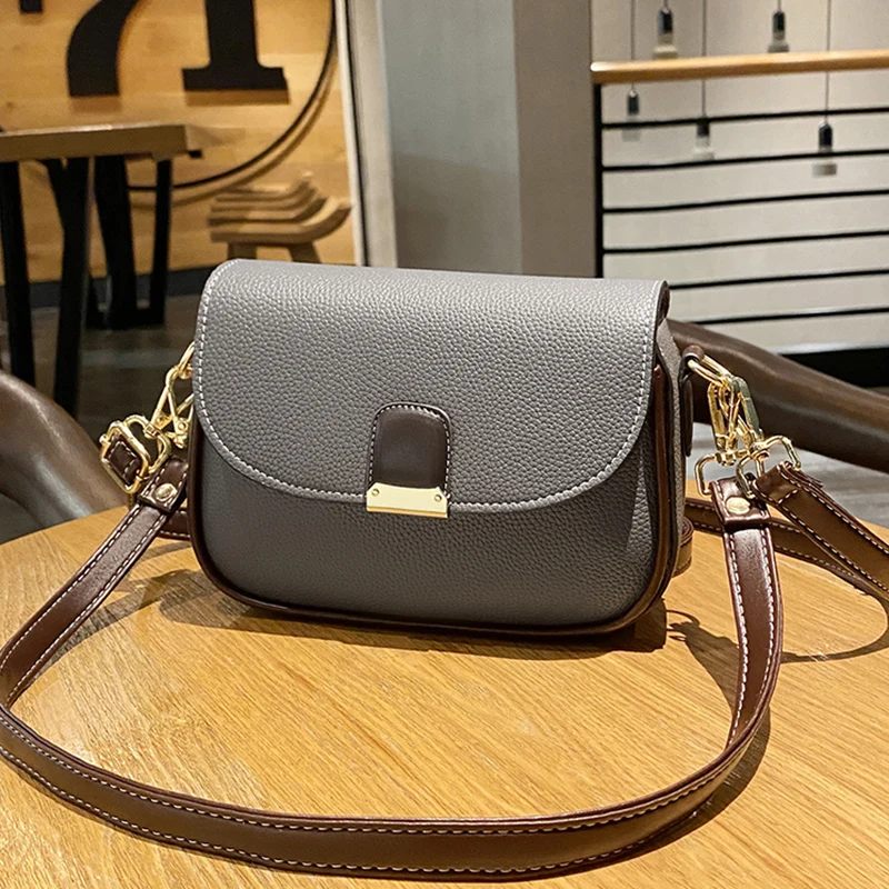 New High-capacity Trendy Saddle Shoulder Bag Women Leather Crossbody Bag Simple Solid Color Flap Messenger Bag Designer Handbags