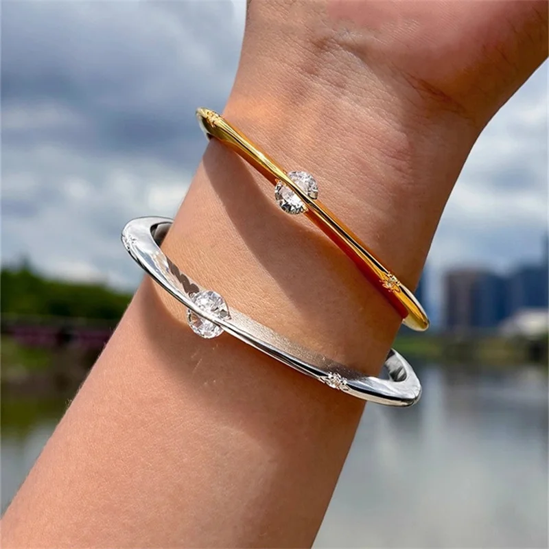 Fashion Shiny Rotatable Zircon Bracelet for Women's Geometric Circle Niche Sweet Exquisite All-match Jewelry Gift