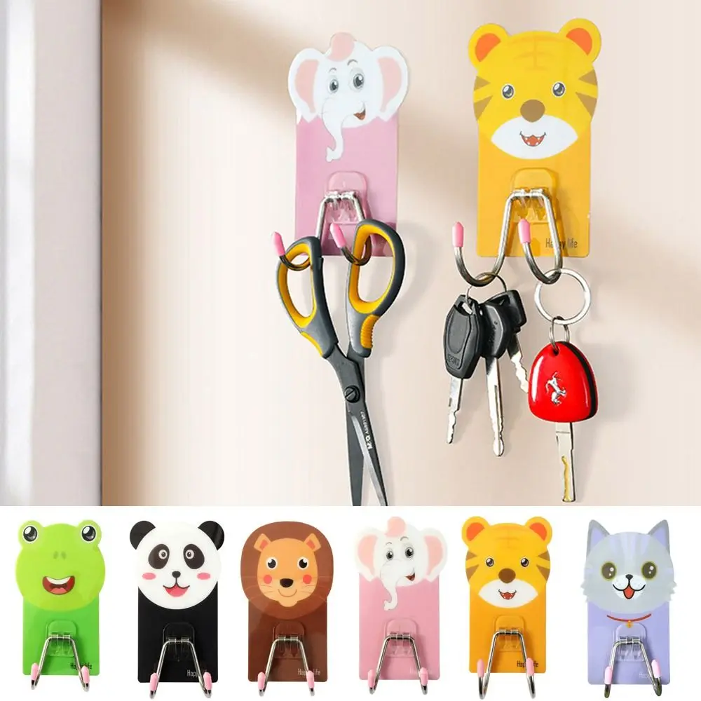 

Practical Cartoon Animal Wall Hook Self Adhesive Non-Marking Wall Storage Hooks Wall Mounted Sticky Hook Bathroom