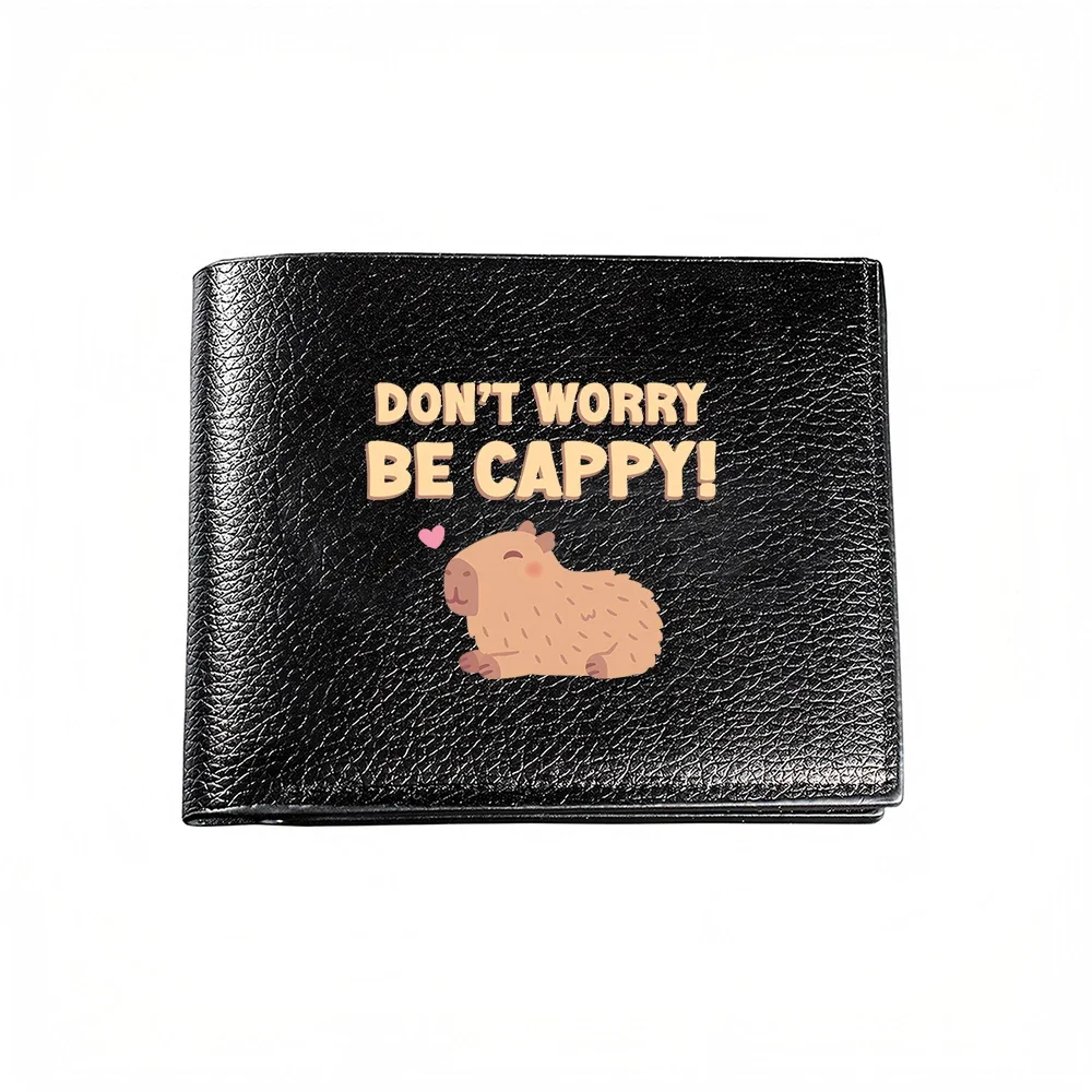 Dont Worry Be Cappy Capybara Print Men Wallet Card Holder Casual Business Fashion Style