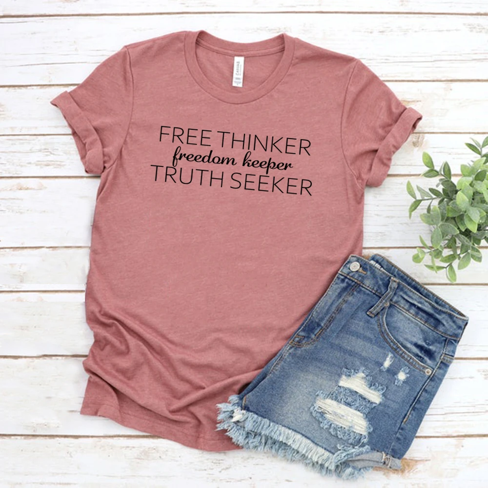 

Футболка Free Thinker Freedom Keeper правда Seeker, футболка медицинской свободы, консервативная футболка, женские футболки, футболки с коротким рукавом топы