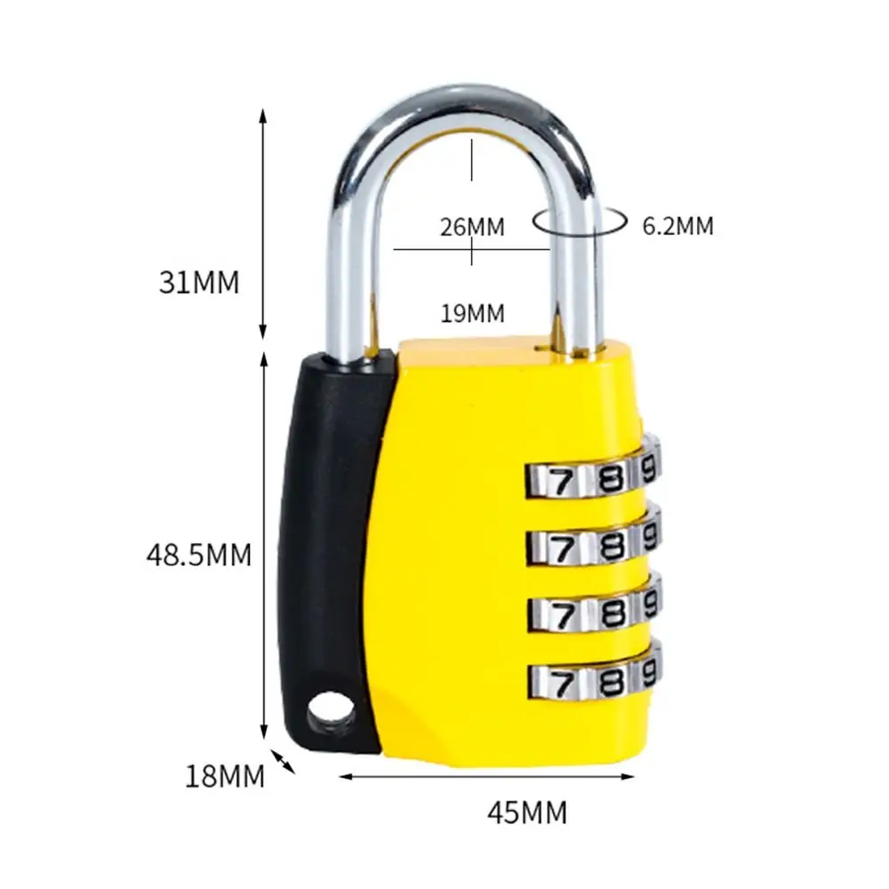 Security Combination Lock 4 Dial Digit Backpack Zipper Lock Dormitory Cabinet  Lock Luggage Padlock Password Lock