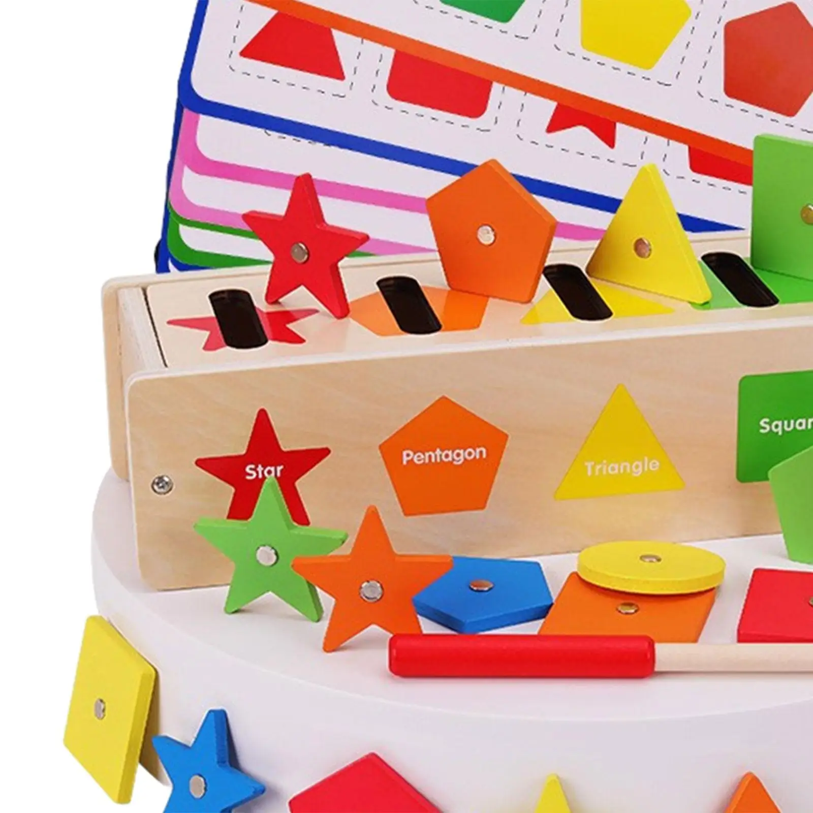 Wooden Shape Color Sorting Toy Block Puzzles Educational Toys Fishing Game for Children Toddlers Baby Boys Girls Birthday Gifts
