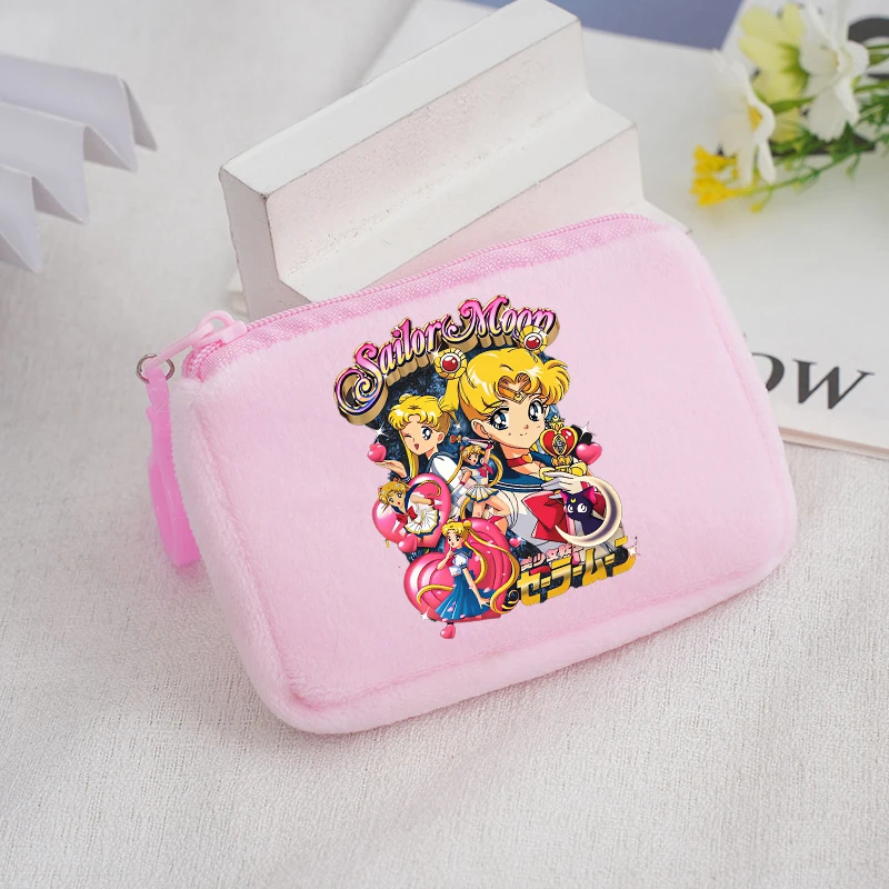 Sailor Moon Children Plush Coin Purse Wallet Boys Girls Mini Cartoon Anime Kawaii Storage Bag Handbag Kids Birthday Cute Gifts