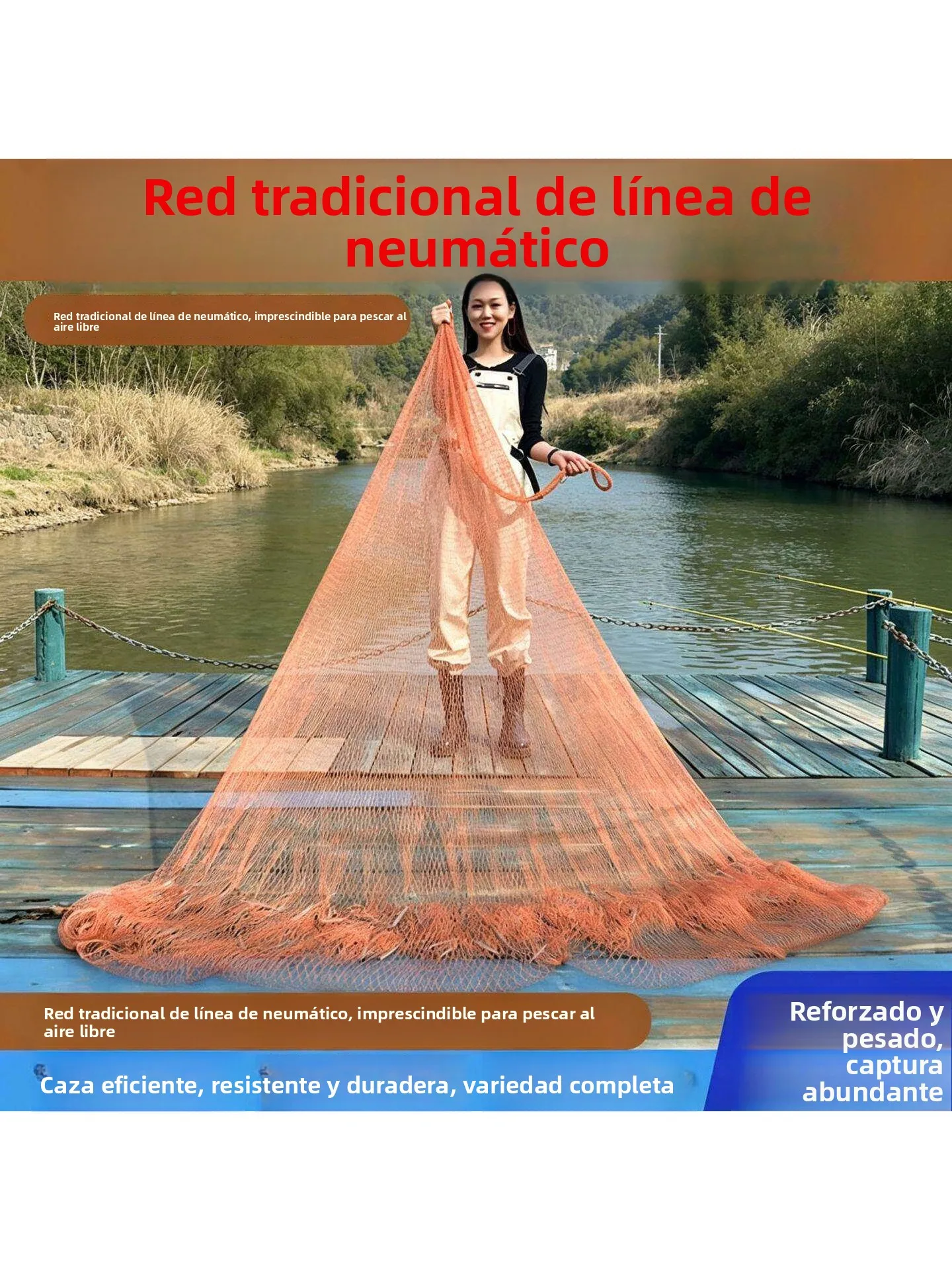 Red de Pesca Tradicional Hecha a Mano, Estilo Antiguo, Tejido Artificial, Red para Capturar Peces, para Acampar al Aire Libre...