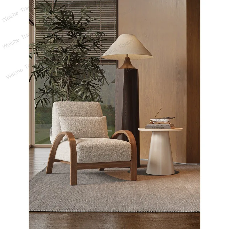 Wabi Sabi Wind Single Sofa Chair, Living Room Balcony B & B Hotel Rest Area Reception Leisure One Table and Two Chairs