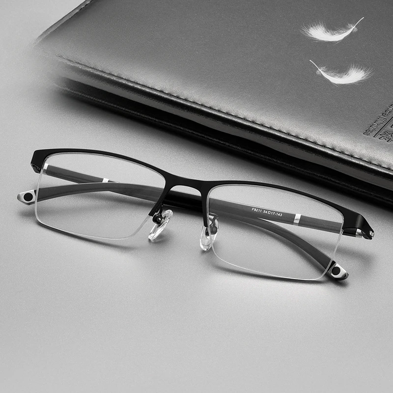 55-18-143 Men's Semi-Rimless Myopia Glasses Full Rim Optical Glasses Frame Metal Glasses Customized Prescription