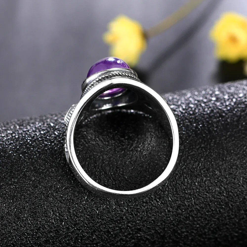 Natural Amethyst 925 Silver Jewelry Rings Men For Women Party Wedding Anniversary Engagement Gifts Fine Jewelry