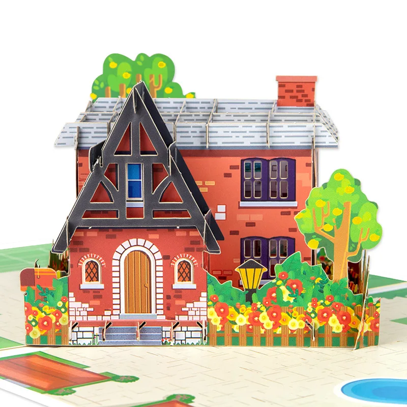 

2Pcs Housewarming Gift Card for Welcome New Home House 3D Pop Up Greeting Cards Family Blessing Unique Greeting Card Party Gifts