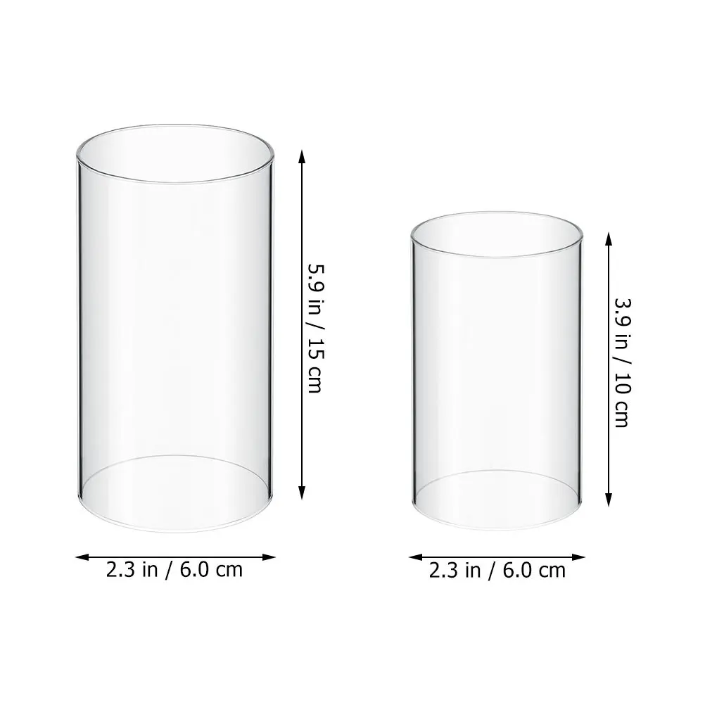 2Pcs Clear Glass Cylinders Windproof Decorative Shades for Home and Dining Room Covers Decorative Glass Shades