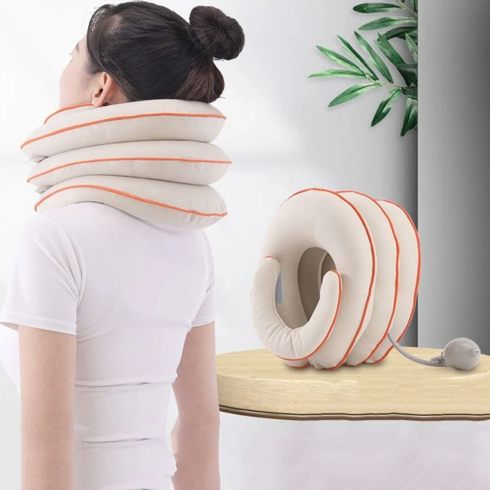 Air Inflatable Cervical Traction Device Orthopedics Massage Adjustable Neck Massage Pillow 4 Layers Neck Support U Neck Pillow