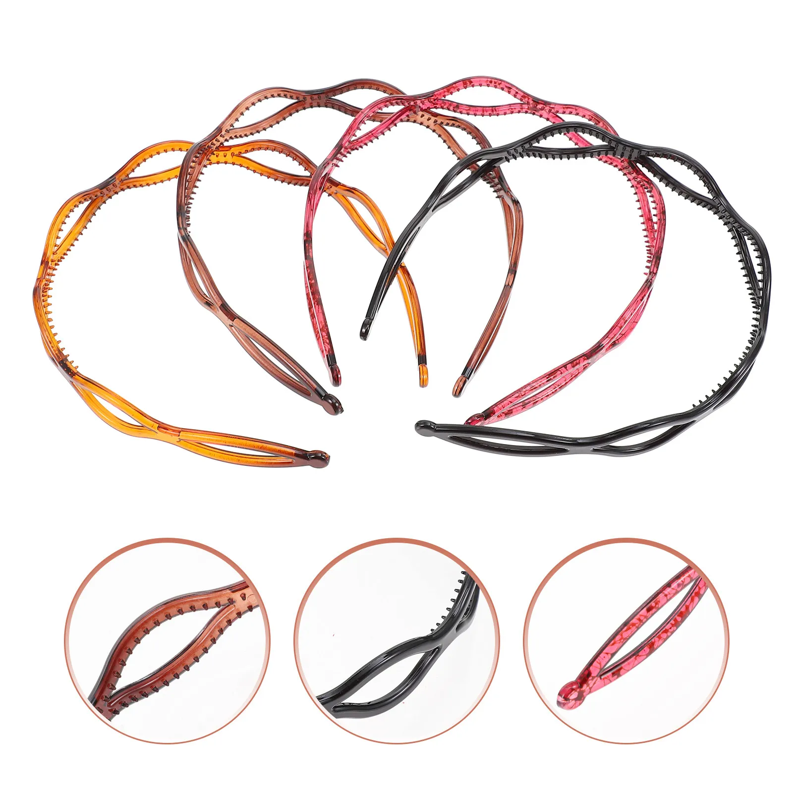

4Pcs Hollow-Out Mesh Hairband for Women Stylish Delicate Lightweight Head Decor for Party Prom Banquet Office Daily Wear Chic