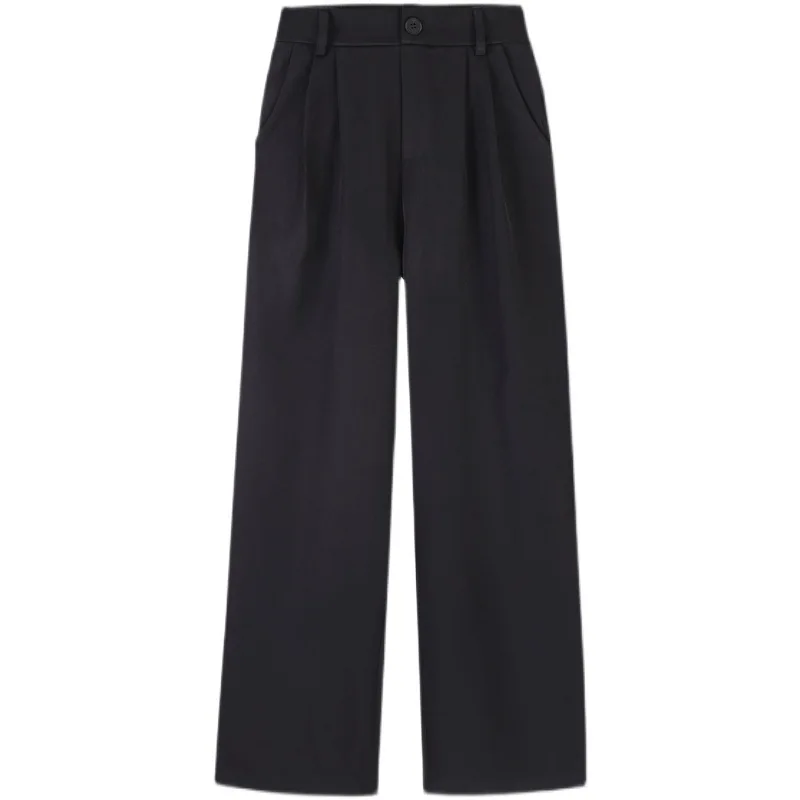 Pantalon large taille haute pour femme, pantalon droit de bureau, monochromatique, décontracté, style coréen, printemps, automne, FjWoman