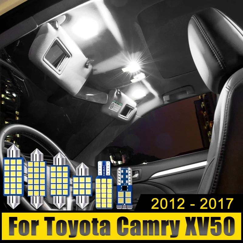 

For Toyota Camry 50 XV50 2012 2013 2014 2015 2016 2017 7PCS Car LED Interior Dome Reading Lamps Vanity Mirror Lights Trunk Bulbs