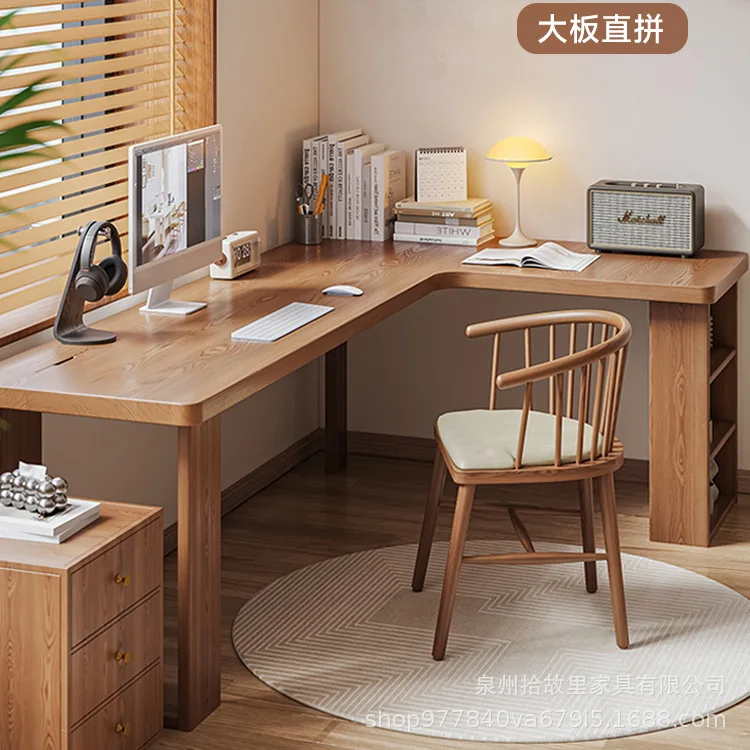 Desk, bookcase, home study, wall against wall, single creative desk, writing workbench