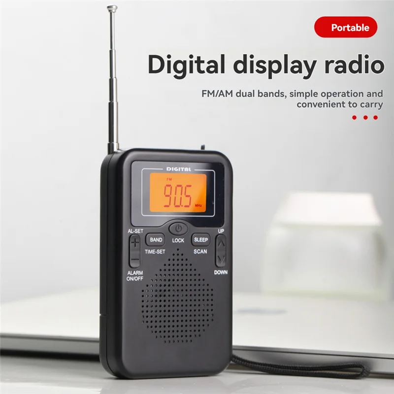 Radio de bolsillo portátil Radio digital de 2 bandas Receptor de transmisión de audio Dispositivo electrónico-TCE