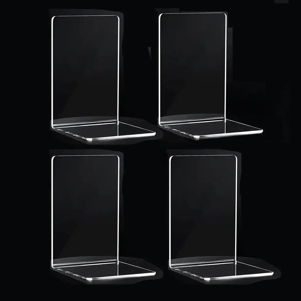 8-delige boekensteunen, doorzichtige boekensteunen voor planken, zware boekensteunen en desktop-organizer, boekenstopper voor boeken/films/cd
