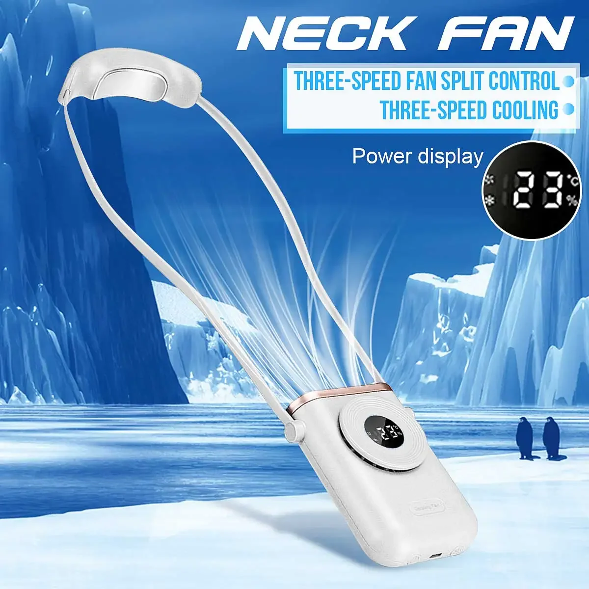 

Mini Portable Bladeless Rechargeable Neckband Fan - USB Cooling Air Conditioner for Outdoor