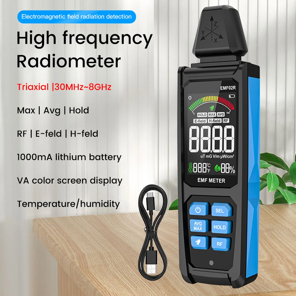 Digital Wood Moisture Meter Electromagnetic Radiation Detection Dual Display Ambient Temp Humidity Timber Damp Detector