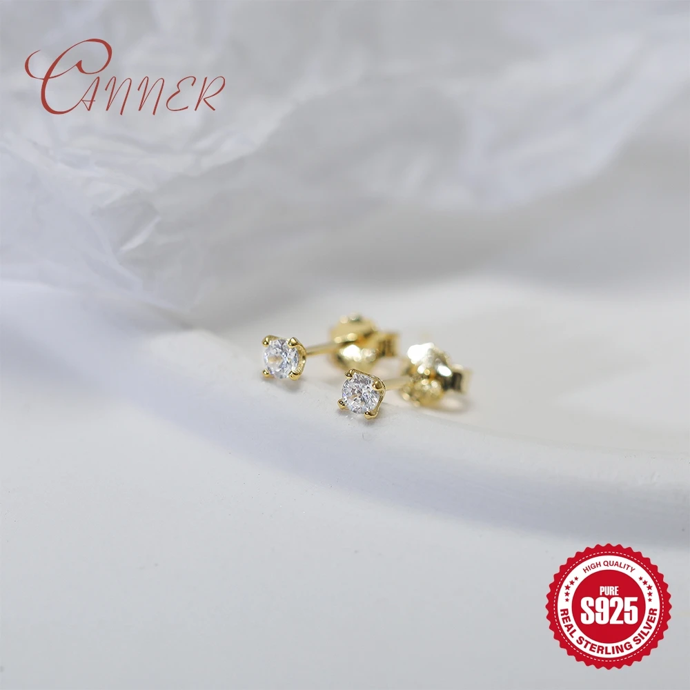 CANNER Piercing Clásico de Plata de Ley 925 con Cuatro Garras y Diamantes para Nariz y Oreja para Mujer, Regalo Exquisito para Fiestas