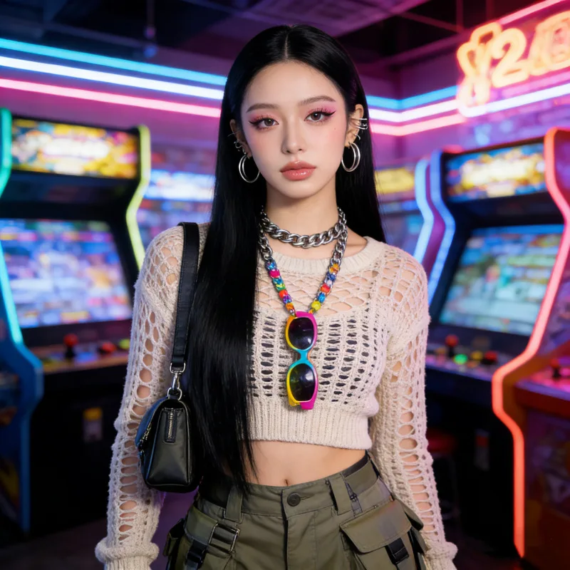 Black parting long straight synthetic wig - Halloween cosplay character costume wig - daily wig - hot wire wig set