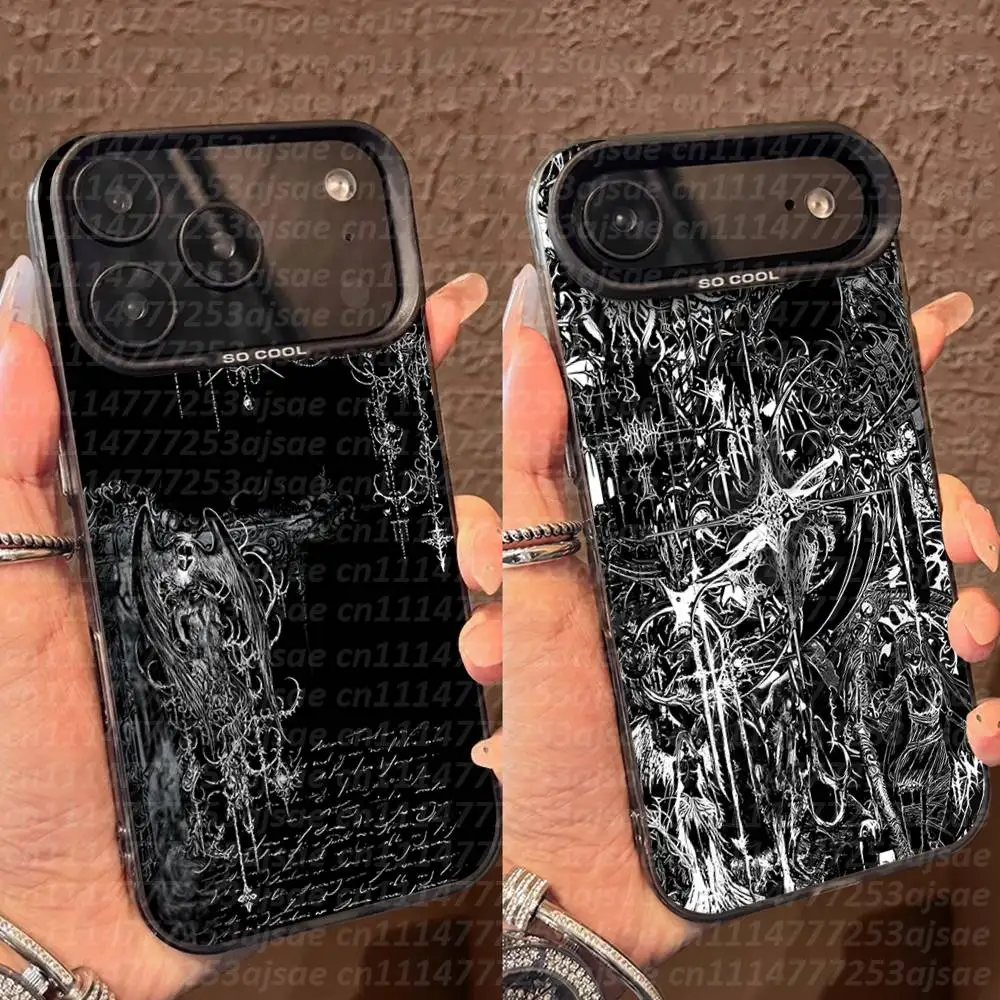 Cool Cyber Sigil Cross Phone Case For IPhone 18,15,16,17,13,14,11,12,Pro,Max,Plus,E,Air,Mini Gray Matte Shockproof IMD Cover