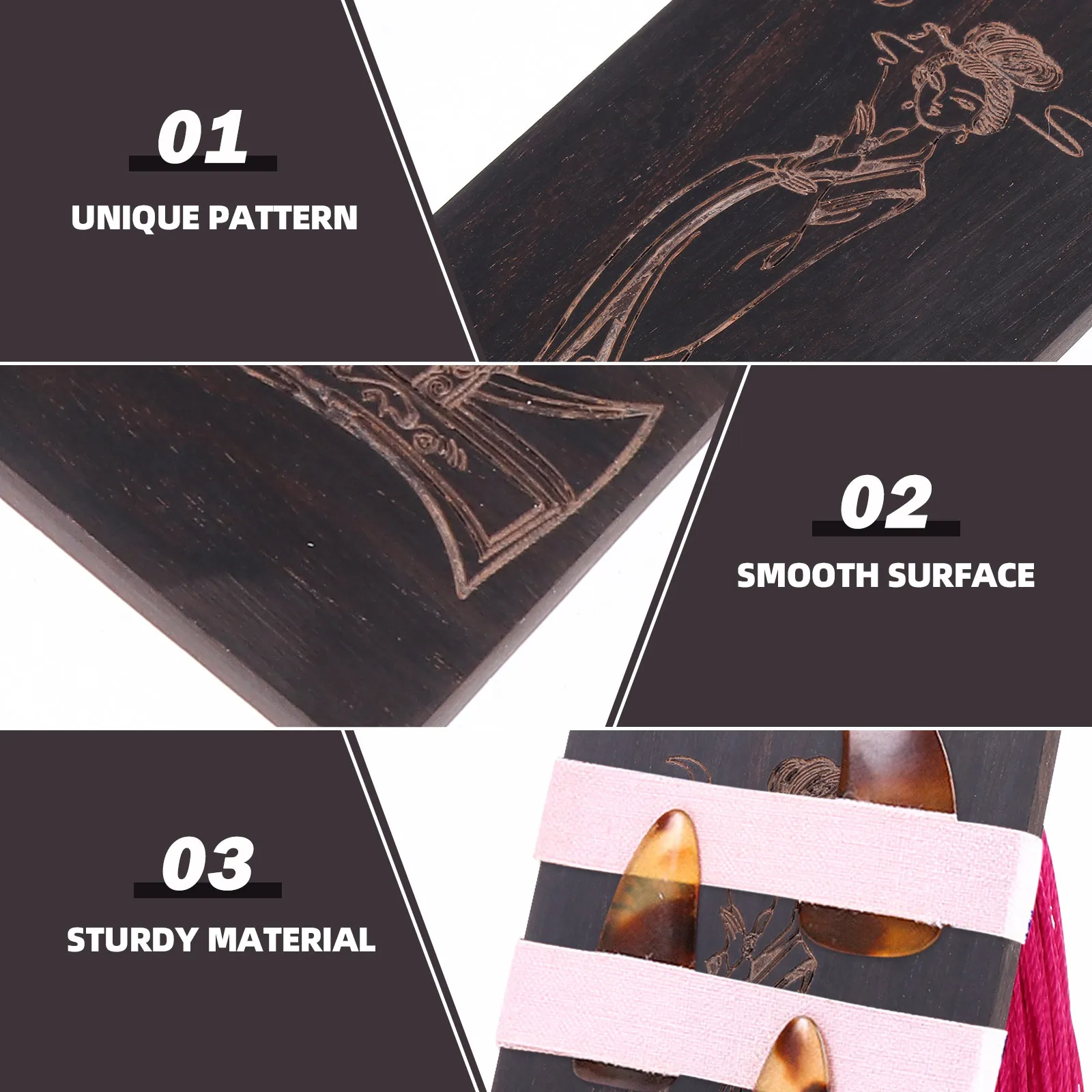 1Pcs Exquisite Handcrafted Sandalwood Guzheng Pick Storage Board Compact Stylish Nail Winding Plate for Guzheng Pipa Hairpins