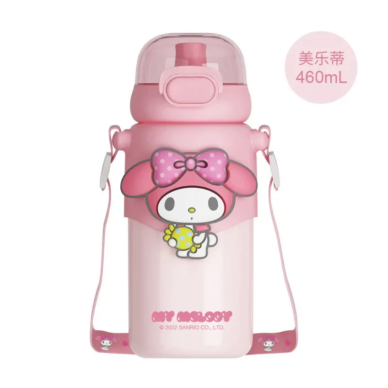 Copo isolado original SANRIO Doraemon para crianças estudantes, com canudo e grande capacidade, alça de ombro portátil copo reto