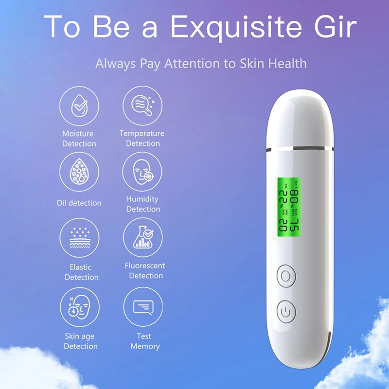 Facial Moisturizing Analyzer Detection Electric LCD Display Digital Skin Care Tester for Moisture Oil Fluorescent Agent Content