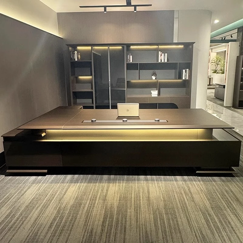 New modern high-end light luxury executive desk with LED lighting, suitable chairmen, presidents, general managers, and exec