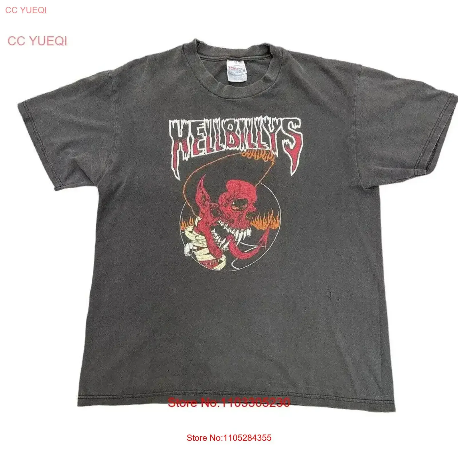 Vtg 2000 HELLBILLYS Blood Trilogy Vol 1 Promo T Shirt L Eastbay Psychobilly vintage Washed streetwear graphic Stretched Stylish