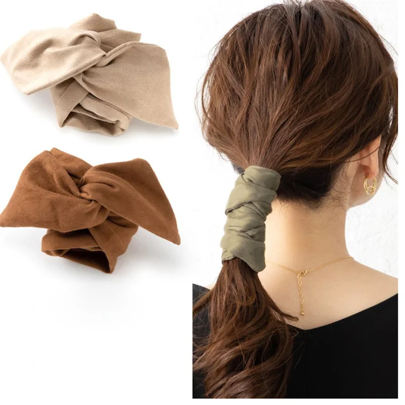 

Solid Color Headbands Women's Hair Tie Ponytail Headband with Wide Edge Business Wire Suede Hair Accessories