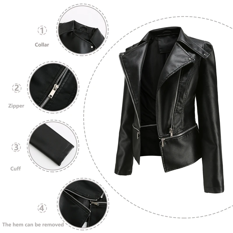 Neue Leder Jacken frauen Splice Abnehmbare Saum Frühling Herbst Mantel Zipper Revers Damen Mode Straße Imitation Jacke Trend