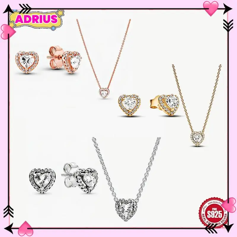 

S925 Sterling Silver Niche Super Flash Zircon Pendant Fashion Accessories Necklace Earrings Light Luxury Set Advanced Design