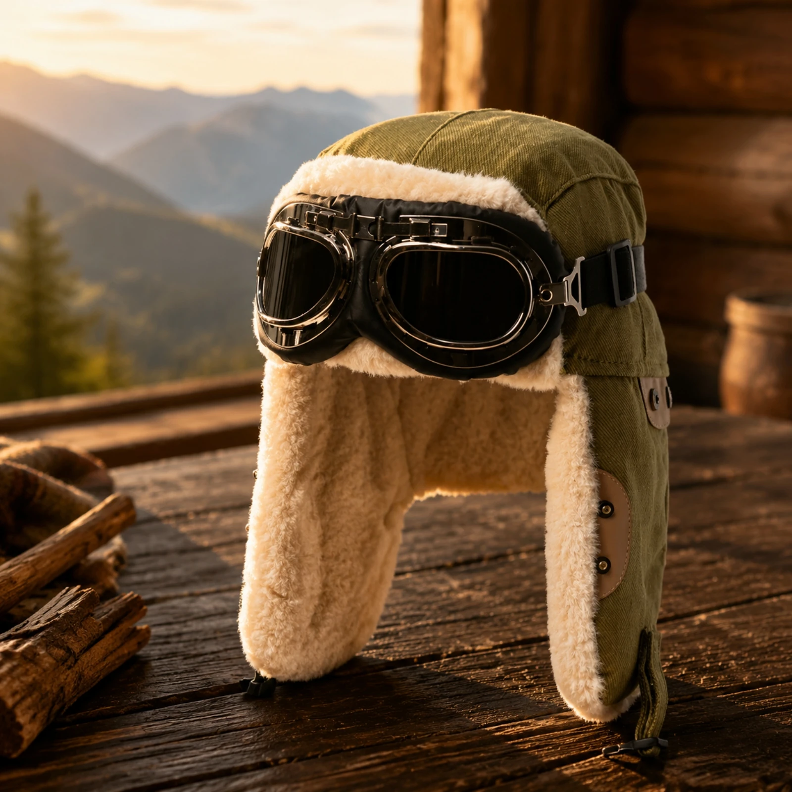 Adult Winter Aviator Hat Warm Aviator Hat with Goggles One Size Fits Most Windproof for Adults, Skiing, Hiking