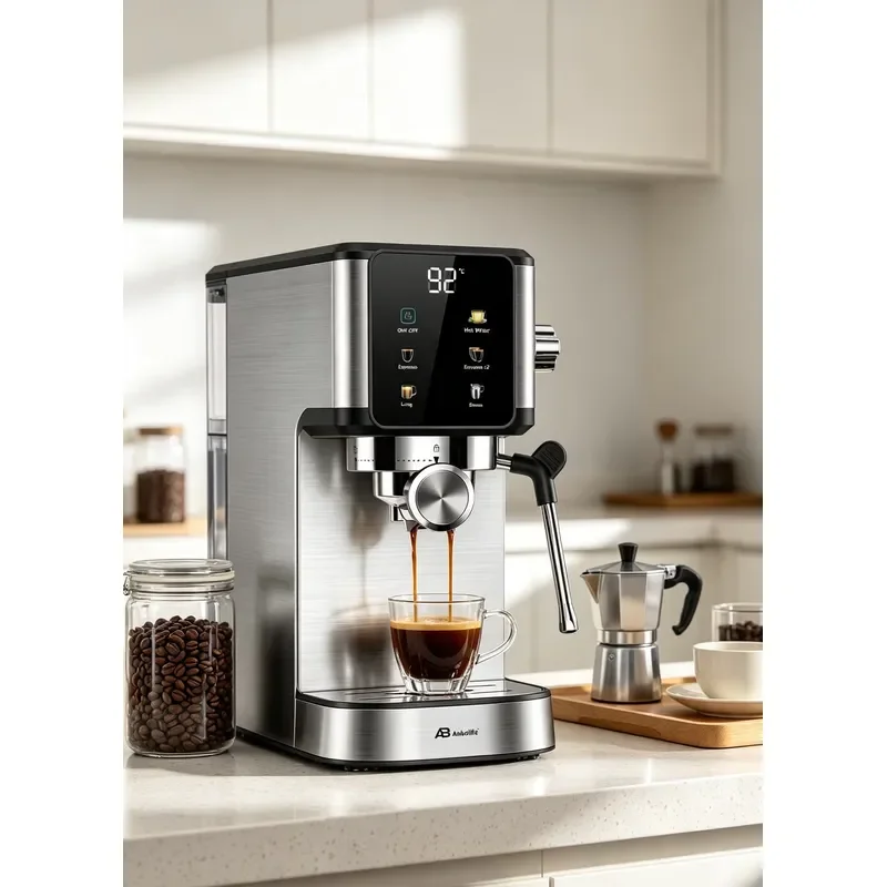 Anbolife 20 Bar Touch Screen Espresso Coffee Machine, Thermoblock Heating System, Compact Home Coffee , Quiet Brewing