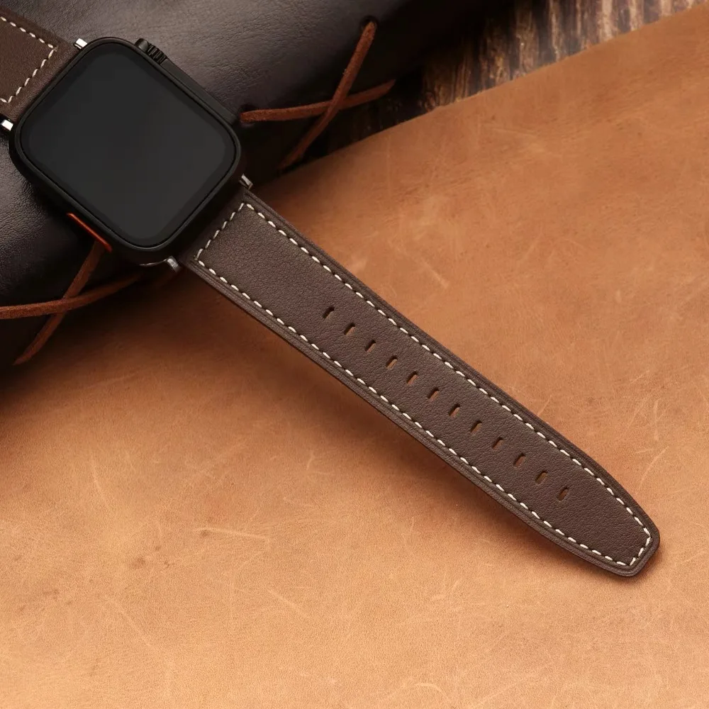 For apple watch band 45mm 44mm 42mm 41mm 40mm 38mm leather strap iwatch Ultra 2/1 49mm band series 9 8 7 se 6 5 4 3 bracelet