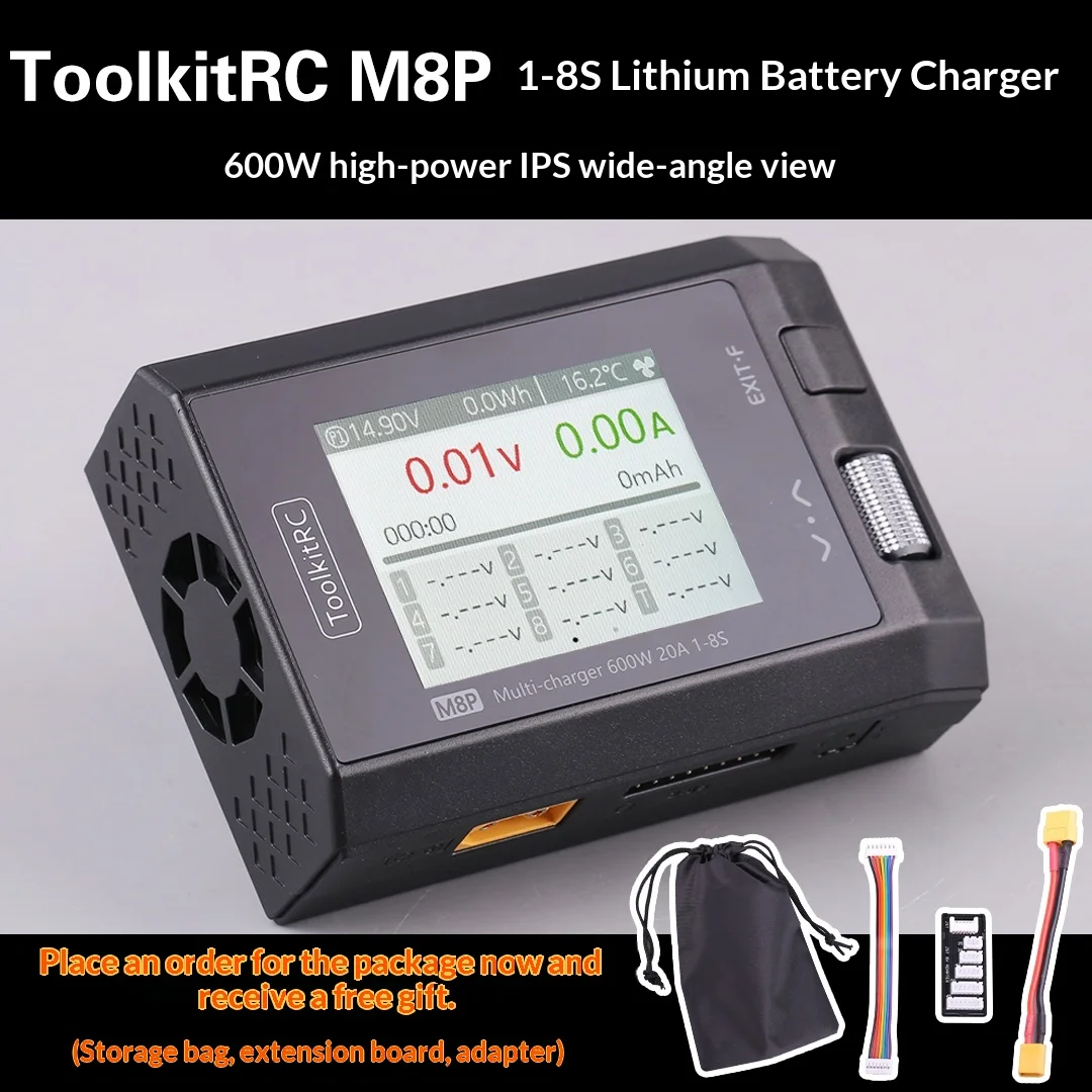 

ToolkitRC M8P 1-8S Multi-functional Balance Charger, Lithium Battery Discharger and Tester for RC Models