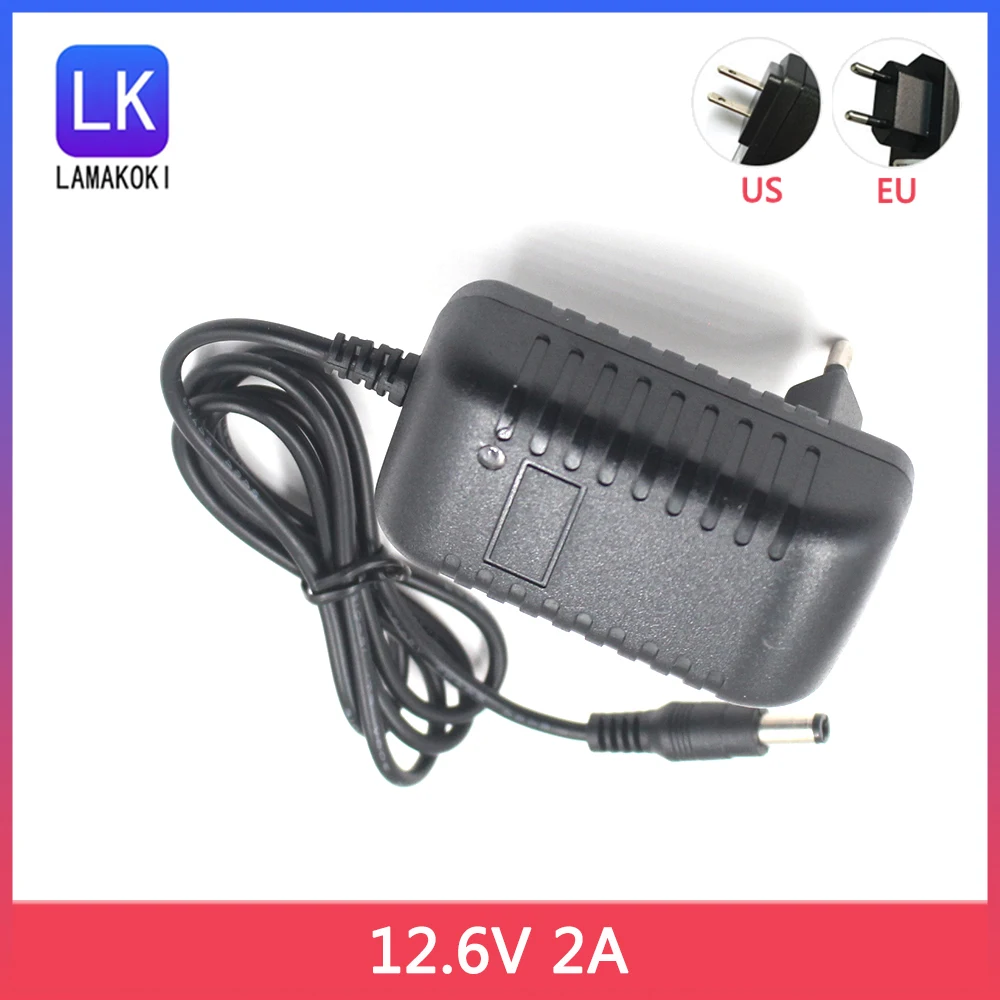 12.6V 2A 18650 Lithium Battery Charger For 12V 3 Series Li-ion Battery Polymer Smart Charger 18650 Battery Pack 5.5mm x2.1mm DC