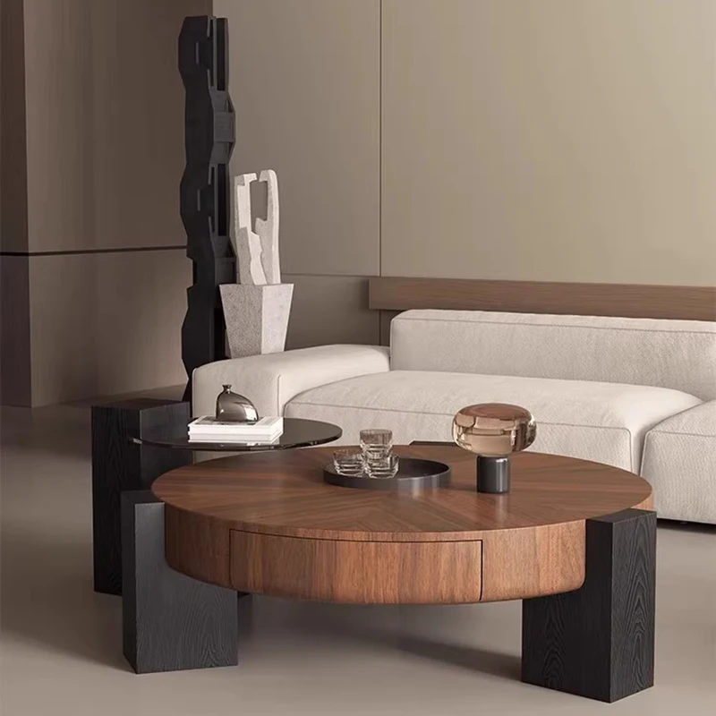 

Modern Wabi Sabi Coffee Table Round Hidden Storage Nordic Beauty Coffee Table Living Room Trendy Mesas Para Sala Home Furniture