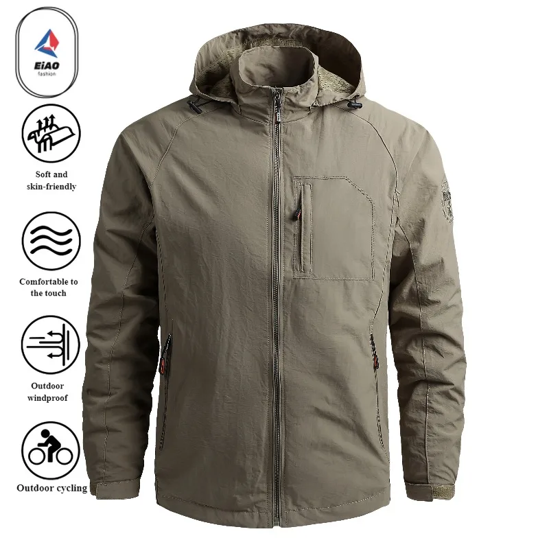 EIAO 2025 رجل في الهواء الطلق مقاوم للماء تنفس سترة واقية خفيفة الوزن QuickDry مقنعين سترة رياضية المشي لمسافات طويلة معطف تسلق الجبال #5