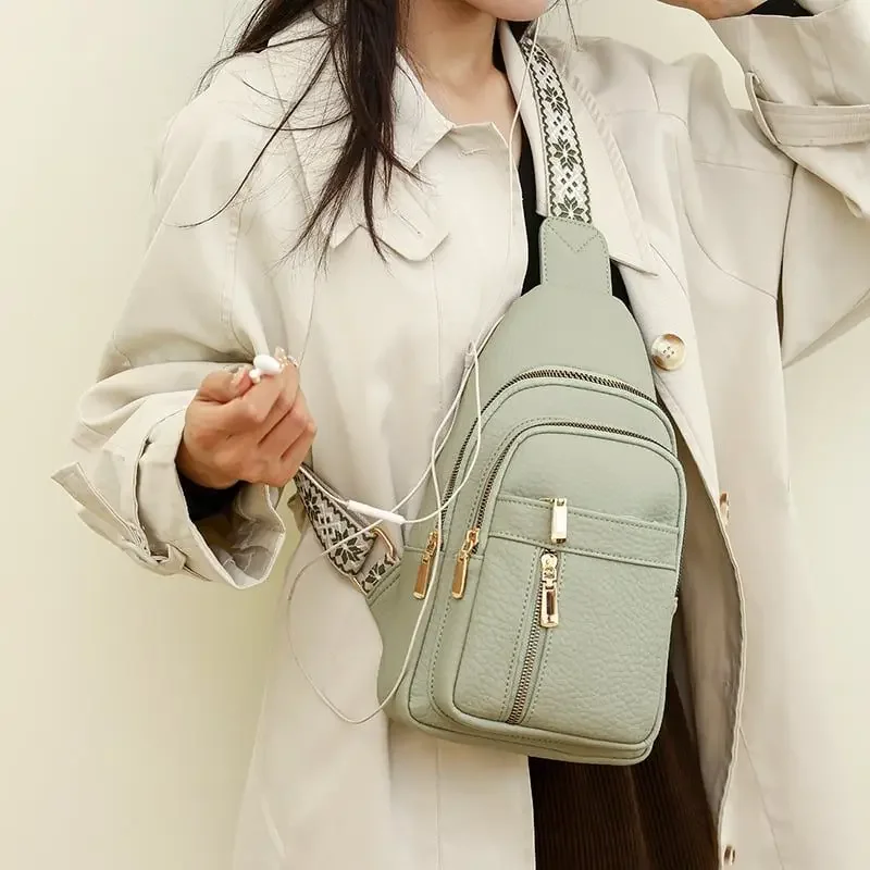 Women's Fashion Casual Solid Color Crossbody Bag    Multi-pocket Sling Bag Women's Retro Hundred Pu Crossbody Shoulder Bag